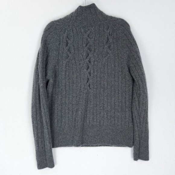 Michelle Smith Sweater Womens Medium Gray Stacey Cable Knit Cashmere Turtle Neck - Picture 10 of 11